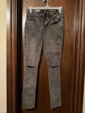 Lucky & Blessed Gray Washed Skinny Jeans with Knee Slits